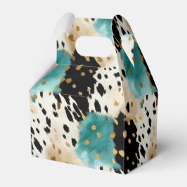 Türkis Black Cream Gold Western Cowhide Geschenkschachtel