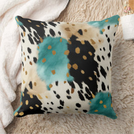Türkis Black Cream Gold Western Cowhide Kissen