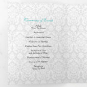 Türkis Black Damask Tri-Fold Hochzeitsprogramm Dreifach-gefaltete Programmkarte (Innen Erste Seite)