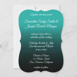 Türkis Black Ombre Elegante Calligrafy Wedding Einladung