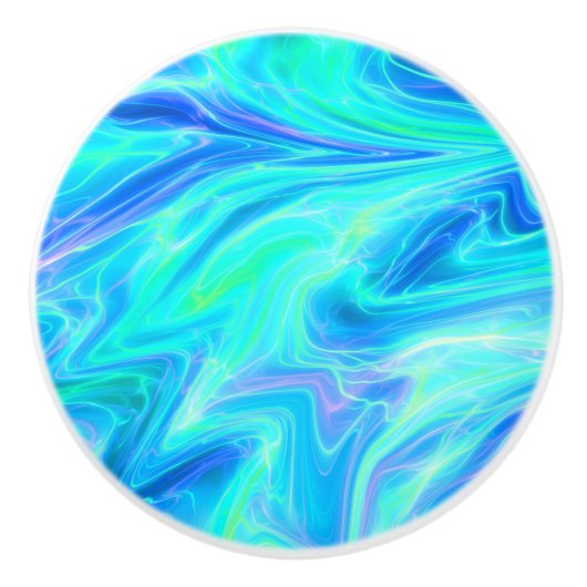 Türkis Blau Abstrakt Keramikknauf (Vorderseite)