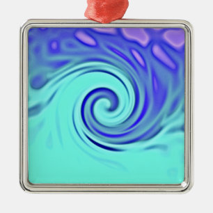 Türkis-Blau-abstrakte Wellen-Kunst Ornament Aus Metall