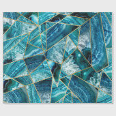 Türkis-Blau-Achat-Schwarz-Goldgeometrisches Geschenkpapier (Flach)