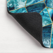 Türkis-Blau-Achat-Schwarz-Goldgeometrisches Mousepad (Ecke)