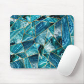Türkis-Blau-Achat-Schwarz-Goldgeometrisches Mousepad (Mit Mouse)
