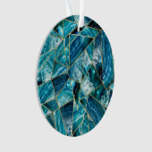 Türkis-Blau-Achat-Schwarz-Goldgeometrisches Ornament (Vorderseite)