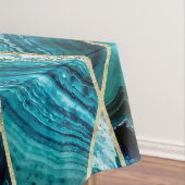 Türkis-Blau-Achat-Schwarz-Goldgeometrisches Tischdecke (Beispiel)