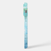 Türkis Blau Aquarellfarben Tinte Glitzer individue iPhone Hülle (Linke Seite)