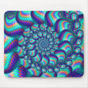 Türkis-Blau-Ball-Fraktal-Muster Mousepad