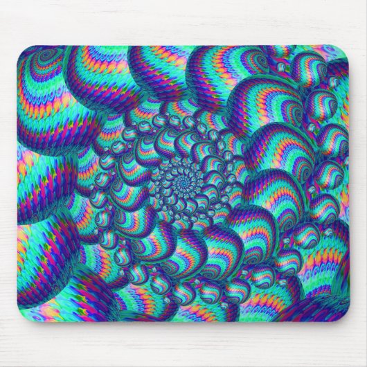 Türkis-Blau-Ball-Fraktal-Muster Mousepad (Vorne)