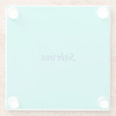 Türkis Blau Beruflich Moderne Eleganter Name Glasuntersetzer (Rückseite)