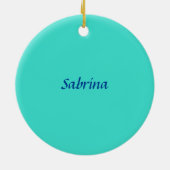 Türkis Blau Beruflich Moderne Eleganter Name Keramik Ornament (Hinten)