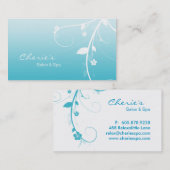 Türkis-Blau-BlumenWirbelsgeschäftskarte Visitenkarte (Vorne/Hinten)