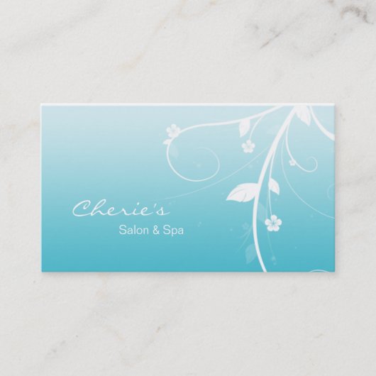 Türkis-Blau-BlumenWirbelsgeschäftskarte Visitenkarte (Vorderseite)