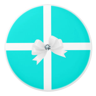 Türkis Blau & Bow Chic Keramikknauf