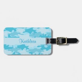 Türkis-Blau-Camouflage-Tarnungs-Name Gepäckanhänger