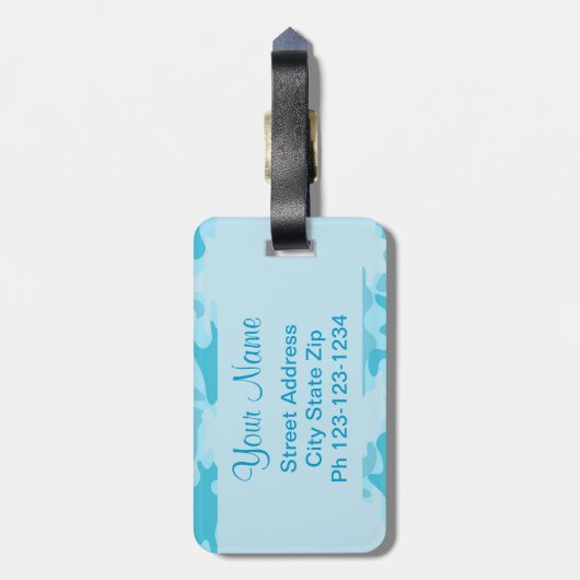 Türkis-Blau-Camouflage-Tarnungs-Name Gepäckanhänger (Rückseite vertikal)