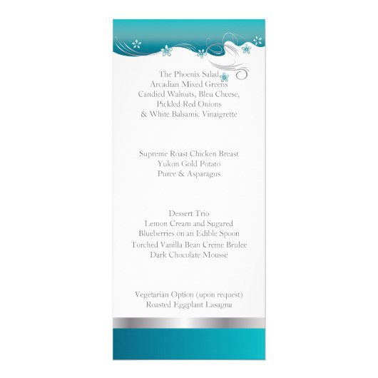 Türkis-Blau-Curvy Blumenmuster Werbekarte (Vorne)