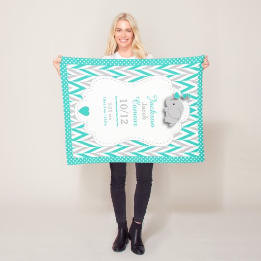 Türkis-Blau-Elefant-Geburts-Andenken-Entwurf Fleecedecke (Beispiel)