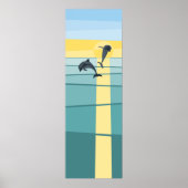 Türkis-blau Gelber Sonnenuntergang Dolphin Vector Poster (Vorne)