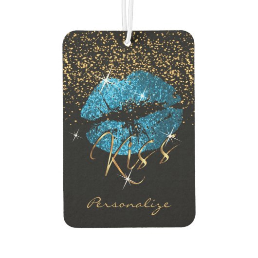 Türkis Blau Glitzer Autolufterfrischer (Rückseite)