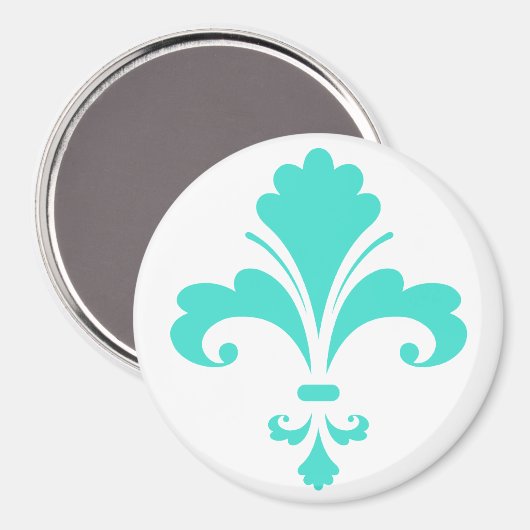 Türkis, blau-grün Fleur-de-lis Magnet (Vorderseite/Rückseite)