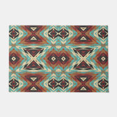 Türkis-Blau-Grün-Orange Tribal Art Fußmatte (Vorderseite)