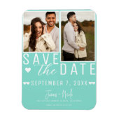 Türkis Blau grün Save the Date 2 Foto Hochzeit Magnet (Vertikal)