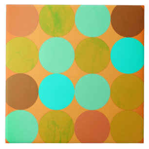 Türkis Blau Grün und Orange Kreise Fliese