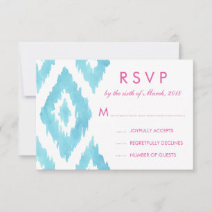 Türkis Blau Ikat RSVP Karte