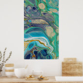 Türkis blau Lila farbenfroh Marmorwasser Kunst, Di Poster (Küche)