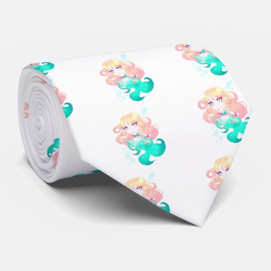 Türkis-Blau-Meerjungfrau Krawatte (Gerollt)