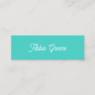 Türkis Blau Moderne Retro-Script Mini Visitenkarte