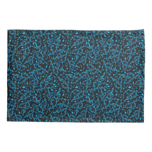 Türkis-Blau-Musiknoten-Muster-Kissenbezüge Kissenbezug (Rückseite-Links)