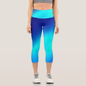 Türkis & Blau Omelrot Doppelstreifen Capri Leggings (Vorderseite)