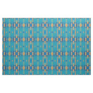 Türkis-Blau-orange geometrisches kariertes Muster Stoff