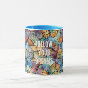 Türkis Blau Orange Lila Schmetterlinge Tasse