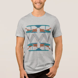 Türkis Blau Orange Zick-Zack Südwest-Look Tri-Blend Shirt