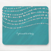 Türkis Blau & Perlen Eleganter Glamour Chic Mousepad (Vorne)