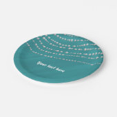Türkis Blau & Perlen Elegantes Brautparty Pappteller (Schrägansicht)