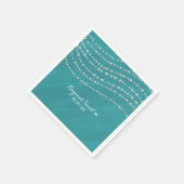 Türkis Blau & Perlen Elegantes Brautparty Serviette (Ecke)