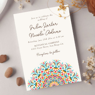 Türkis Blau Pink abstraktes Mandala-Hochzeit Einladung