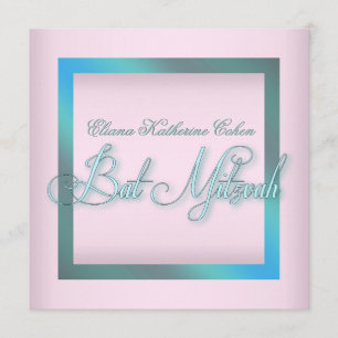 Türkis Blau Rosa Bar Mizwa Einladungen