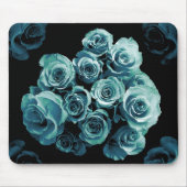 TÜRKIS-BLAU Rosen-Blumenstrauß Mousepad (Vorne)