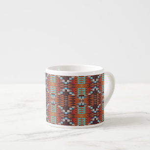 Türkis Blau Rost Orange Rot Braun Stammeskunst Espressotasse