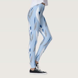 Türkis Blau Rot Retro-Blumenmuster Leggings