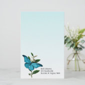 Türkis-Blau-Schmetterling Ombre Briefpapier (Stehend Vorderseite)