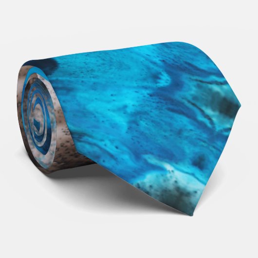 Türkis Blau, Schwarz, Weiß Spritzer Krawatte (Gerollt)