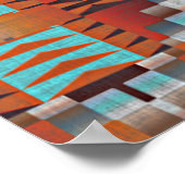 Türkis Blau Siena Orange Rote BrownTribal Art Poster (Ecke)