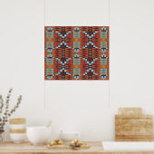 Türkis Blau Siena Orange Rote BrownTribal Art Poster (Küche)